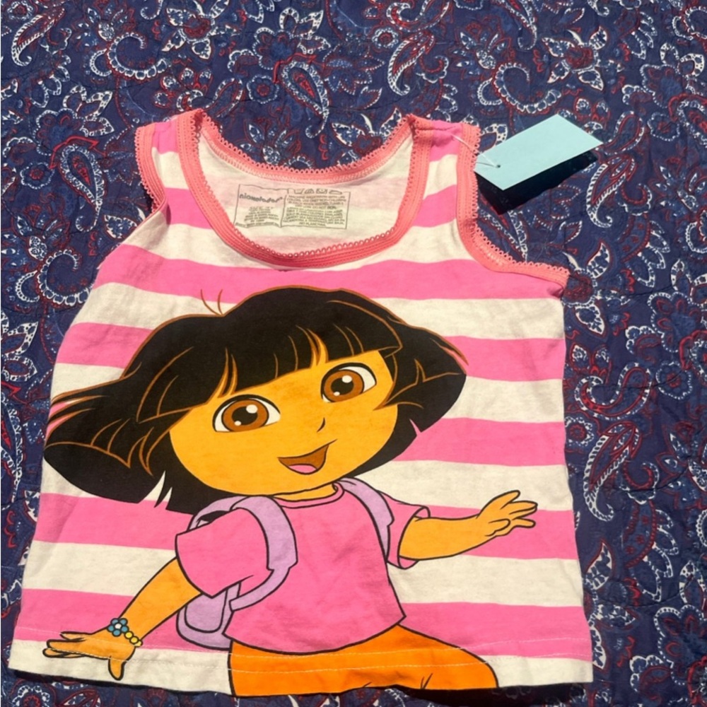 Nickelodeon Pink and White Dora Tank Top